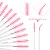24 Pieces Plastic Eyelash Extension Tweezers Applicator Tool Auxiliary Clip and 100 Pieces Eyelash Brush Mascara Wands for Application(Pink) view 3