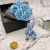 Abbie Home Rose Bouquet 7 Scented Soap Flower Gift Box with Cute Teddy Bear for Her Girlfriend Teen Girls Anniversary, Birthdays, Valentine's Day, (Light Blue) view 1