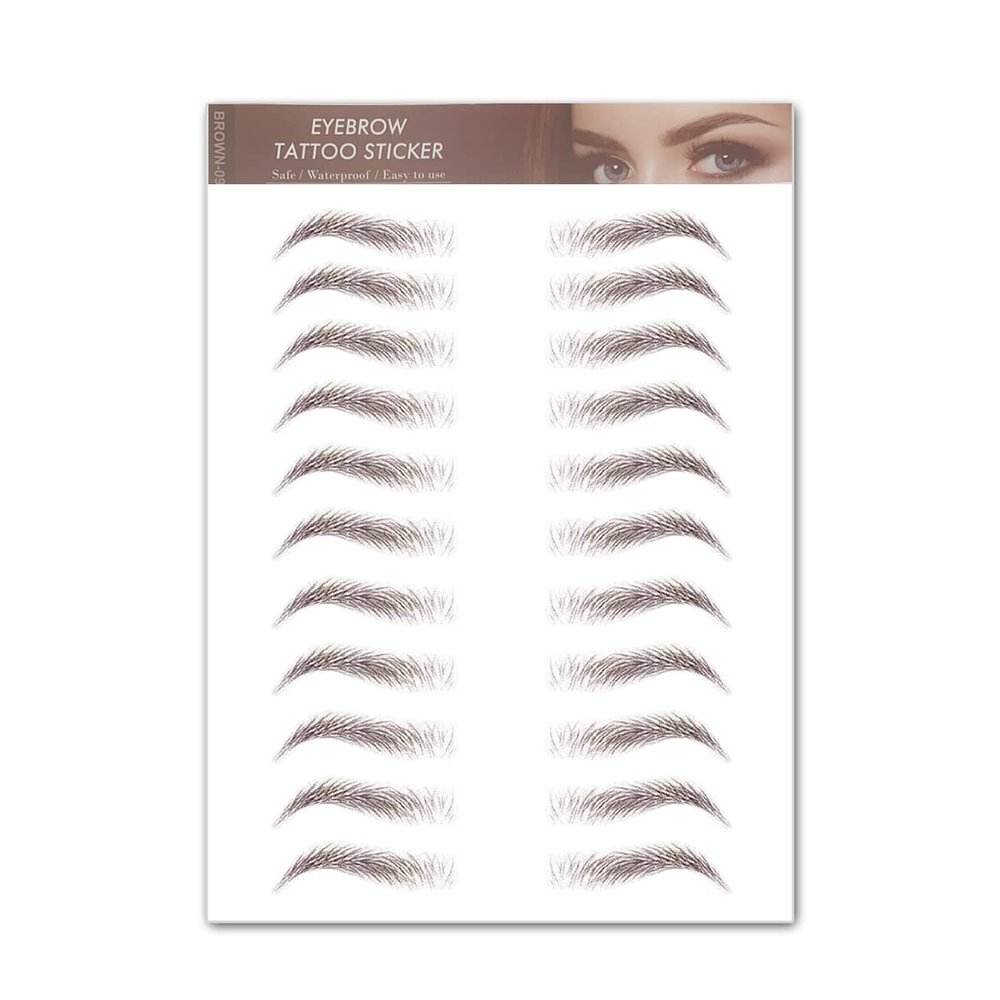 Aaiffey Hair-like Authentic Eyebrows 4D Brown Natural Tattoo Eyebrow Stickers Waterproof Imitation Ecological Lazy for Woman & Man Makeup Tool 9 Pcs