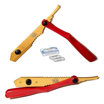 Excellent Quality Shaving Barber Beauty Salon Straight Edge Folding Razor New Red And Gold Razor
