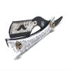 Stainless Steel Black and Silver Straight Edge Razor with Tension Screw Limited Edition Design Handle Razor Blade  All purpose Barber Shaving Razor view 1