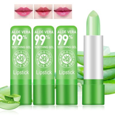 3 Pack Aloe Vera Lipstick,Long Lasting Nutritious Tinted Lip Balm Natural Moisturizer Magic Temperature Color Change Lip Gloss