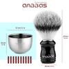 Anbbas Synthetic Badger Hair Shaving Brush,Stainless Steel Shaving Stand and Bowl,Goat Milk Shaving Soap 100g for Men Wet Shave Kit view 3