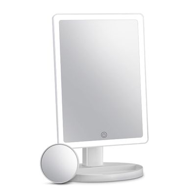 Large Lighted Makeup Mirror, Makeup Mirror with 88 LED Lights and Magnification, Lighted Vanity Mirror with Mini 10X Magnifying Mirror, Touch Control Design, 3 Colors Lighting Modes, Stepless Dimming