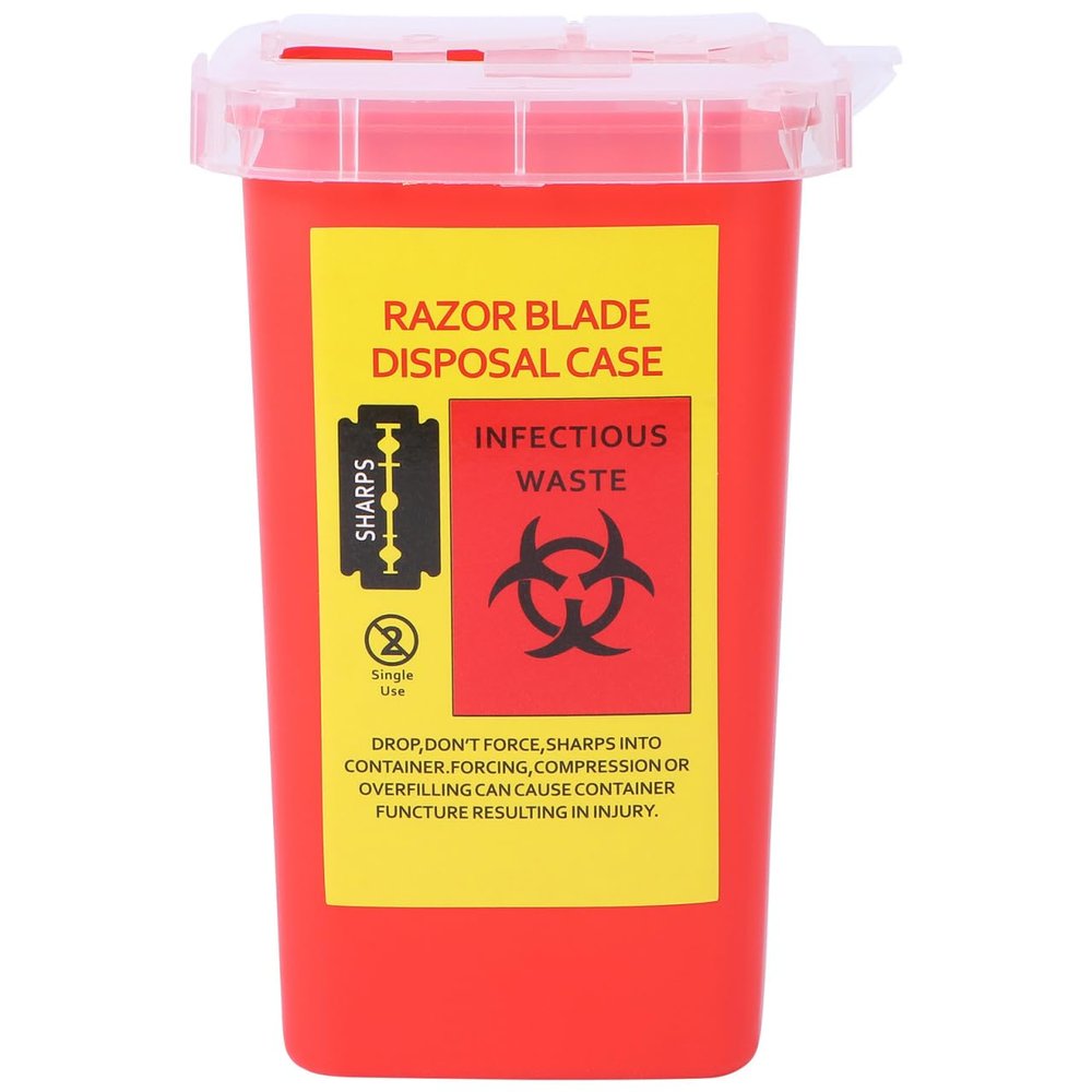 Blade Dispenser Case Razor Blade Disposal Case Barber Shop Storage Bank Container for Used Red