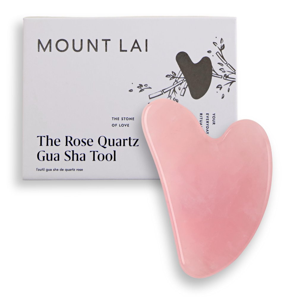 Mount Lai Rose Quartz Gua Sha Facial Tool The Stone of Graceful Radiance 100% Genuine Rose Quartz Stone Face Sculpting Tool for Lymphatic Drainage, Puffiness Reduction & Graceful Beauty
