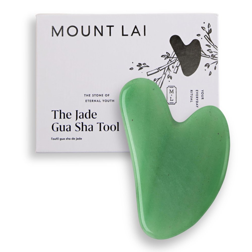 Mount Lai Jade Gua Sha Facial Tool The Stone of Eternal Youth 100% Genuine Jade Stone Face Sculpting Tool for Lymphatic Drainage, Puffiness Reduction & Timeless Radiance