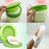 1PC Empty Refillable Green Plastic Baby Skin Care Baby Bath Puff Container Kit Talcum Powder Case Storage Make-up Loose Box Holder Jars with Fluff and Sifter for Home and Travel view 4