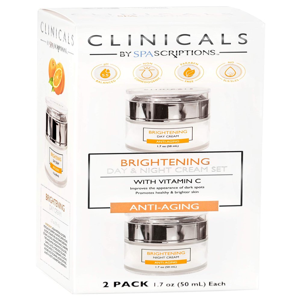 SpaScriptions Clinicals Brightening Vitamin C Day & Night Cream Set - 2 Pack (1.7oz)