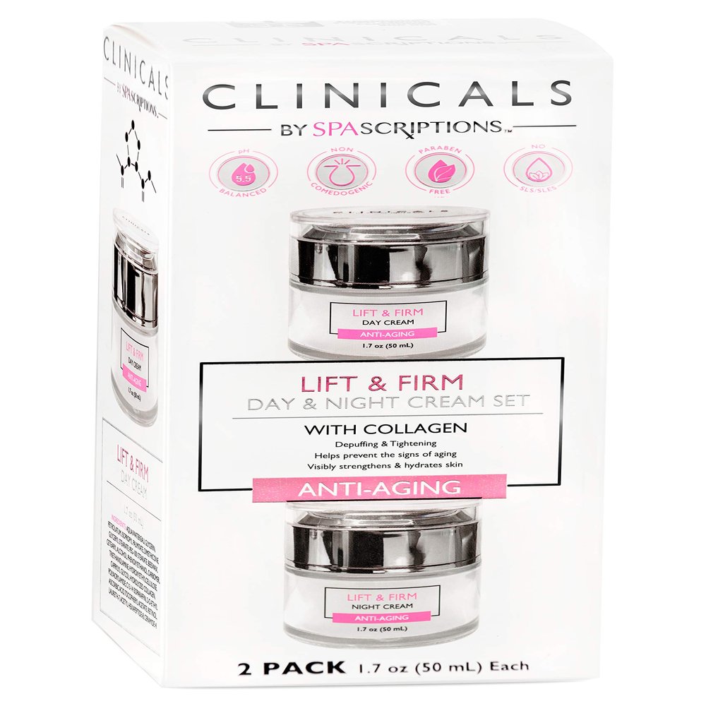 SpaScriptions Clinicals- Lift & Firm Day & Night Cream Set with Collagen - 2 Pack (1.7oz)