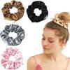 12 Pcs Premium Velvet VSCO & Floral Hair Scrunchies with Hidden Zipper Pocket - Chiffon Silk Scrunchies for Girls & Women view 2