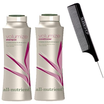 All-Nutrient VOLUMIZE Shampoo & Conditioner DUO SET, For Added Hair Volume & Dimension (w/Sleek Comb) UV+ Color Protection, 100% Vegan (3.4 oz + 3.4 oz TRAVEL DUO KIT)