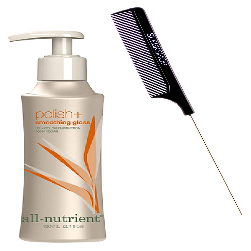 All Nutrient Polish + Smoothing Gloss, Shine Humectant for Curly, Frizzy (w/Sleek Comb) Hair Oil Serum, UV+ Color Protection, 100% Vegan (3.4 oz / 100 ml)