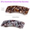 2PCS Hair Barrettes Tortoise Shell French Design Celluloid Rectangle Hair Clips for Women view 3