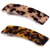 2PCS Hair Barrettes Tortoise Shell French Design Celluloid Rectangle Hair Clips for Women view 1