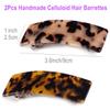 2PCS Hair Barrettes Tortoise Shell French Design Celluloid Rectangle Hair Clips for Women view 3