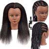 14 Inch 100% Real Hair Mannequin Head Training Head Manikin Cosmetology Doll Head for Hairdresser Practice Braiding Hair Styling with Clamp stand view 1