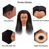 14 Inch 100% Real Hair Mannequin Head Training Head Manikin Cosmetology Doll Head for Hairdresser Practice Braiding Hair Styling with Clamp stand view 2