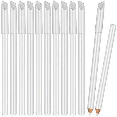 Blulu 12 Pieces White Nail Whitening Pencil 2-in-1 White Manicure Pencils for Under Nails with Cuticle Pusher for Manicure Supplies Art DIY Design Tool