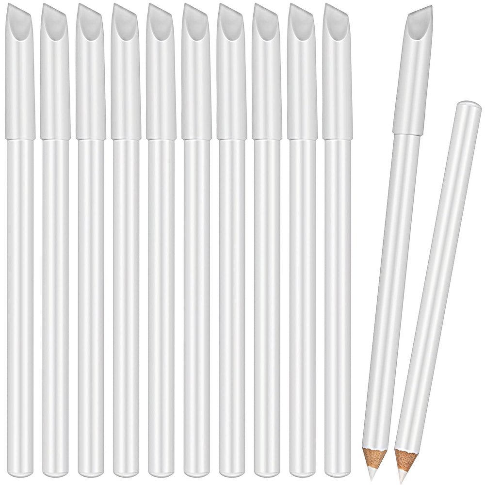 Blulu 12 Pieces White Nail Whitening Pencil 2-in-1 White Manicure Pencils for Under Nails with Cuticle Pusher for Manicure Supplies Art DIY Design Tool