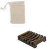 1 pari Soap Exfoliating Bag Natural, Soap Saver with Drawstring and Wooden Bead Holder,Exfoliating Loofah Pouch for Bathroom Shower view 1