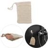 1 pari Soap Exfoliating Bag Natural, Soap Saver with Drawstring and Wooden Bead Holder,Exfoliating Loofah Pouch for Bathroom Shower view 4