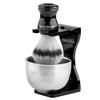 Anbbas Shaving Brush Synthetic Badger Hair with Stainless Steel Shaving Bowl,Black Acrylic Shaving Stand Holer for DE Razor Men Traditional Shave view 1