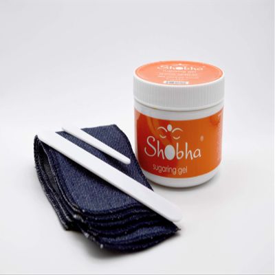 Shobha Sugaring Kit Professional Salon Formula Hair Removal Kit Sugaring Wax, Reusable Denim Strips & Plastic Reusable Spatulas Gentle Waxing Alternative