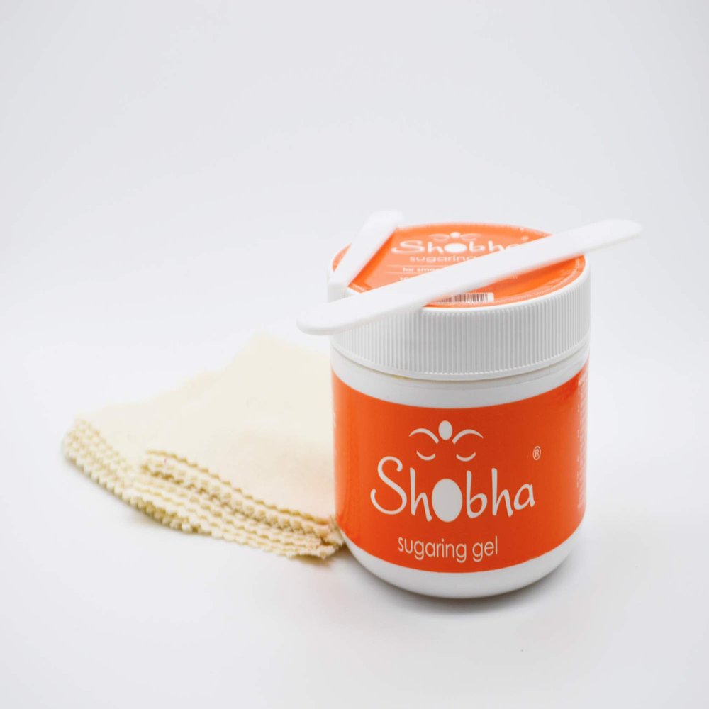 Shobha Sugaring Kit  Professional Salon Formula Hair Removal Kit  Sugaring Wax, Reusable Muslin Strips & Plastic Reusable Spatulas  Gentle Waxing Alternative