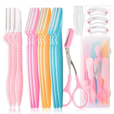 12 Pcs Eyebrow Razor, Face Razors for Women, Exfoliating Trimmers, Eyebrow Grooming Shaper for Women, Peach Fuzz, Hair Removal, Facial Razors Dermaplane Glow Razor