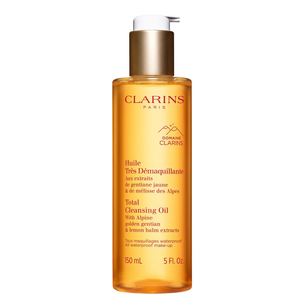 Clarins Total Cleansing Oil | Removes Long-Wearing, Heavy and Waterproof Makeup and Pollutants | Preserves Skin's Microbiota | Easy Rinse | Safe For Use On Face, Eyes and Lips | Dermatologist Tested