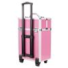 DESIGNSCAPE3D Lockable 4-Tier Rolling Cosmetic Train Case with Extendable Trays - Pink Makeup Travel Case with Wheels view 2