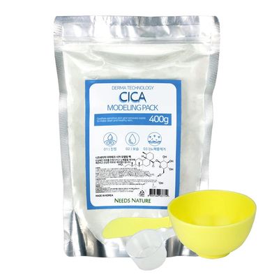 Modeling Mask with CICA for Face  NEEDS NATURE | Soothing & Redness Relief Peel-Off Rubber Mask | Korean Skincare | Home Spa Treatment | 400g Powder Pack with Mixing Tools