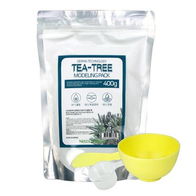 Modeling Mask with Tea Tree  NEEDS NATURE Korean Rubber Mask for Face  Cooling & Skin Balancing Spa Pack | 400g Set with mixing tools