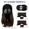 Qlenkay Baseball Cap with Hair Extensions Straight Short Bob Hairstyle Adjustable Removable Wig Hat 14inch for Woman Girl Medium Brown view 2