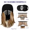 Qlenkay Baseball Cap with Hair Extensions Straight Short Bob Hairstyle Adjustable Removable Wig Hat 14inch for Woman Girl Ginger Brown Mix Bleach Blonde view 2