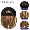 Qlenkay Baseball Cap with Hair Extensions Straight Short Bob Hairstyle Adjustable Removable Wig Hat 14inch for Woman Girl Ginger Brown Mix Bleach Blonde view 4