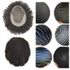 Afro Kinky Toupee for Black Men Afro Grey Curly Mens Toupee Human Hair Transparent Lace Skin Hairpiece African American Afro Wavy Men Hair System Q6 (6mm Afro Wave, 1# Jet Black) view 1