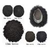 Afro Kinky Toupee for Black Men Afro Grey Curly Mens Toupee Human Hair Transparent Lace Skin Hairpiece African American Afro Wavy Men Hair System Q6 (6mm Afro Wave, 1# Jet Black) view 3