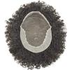 Afro Kinky Toupee for Black Men Afro Grey Curly Mens Toupee Human Hair Transparent Lace Skin Hairpiece African American Afro Wavy Men Hair System Q6 (6mm Afro Wave, 1# Jet Black) view 4