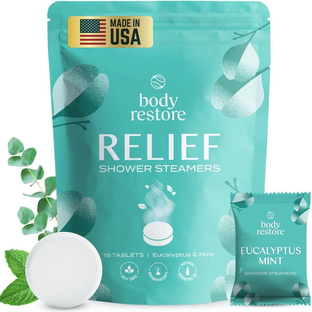 Body Restore Shower Steamers Aromatherapy 15 Pack Valentines Day Gifts for Her and Him, Birthday Gifts for Women and Men, Relaxation, Stress Relief, Self Care Eucalyptus
