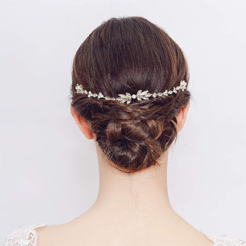 AKOAK 1 Pack Exquisite Crystal Flower Wedding Dress Hair Comb, Hair Accessories, Silver