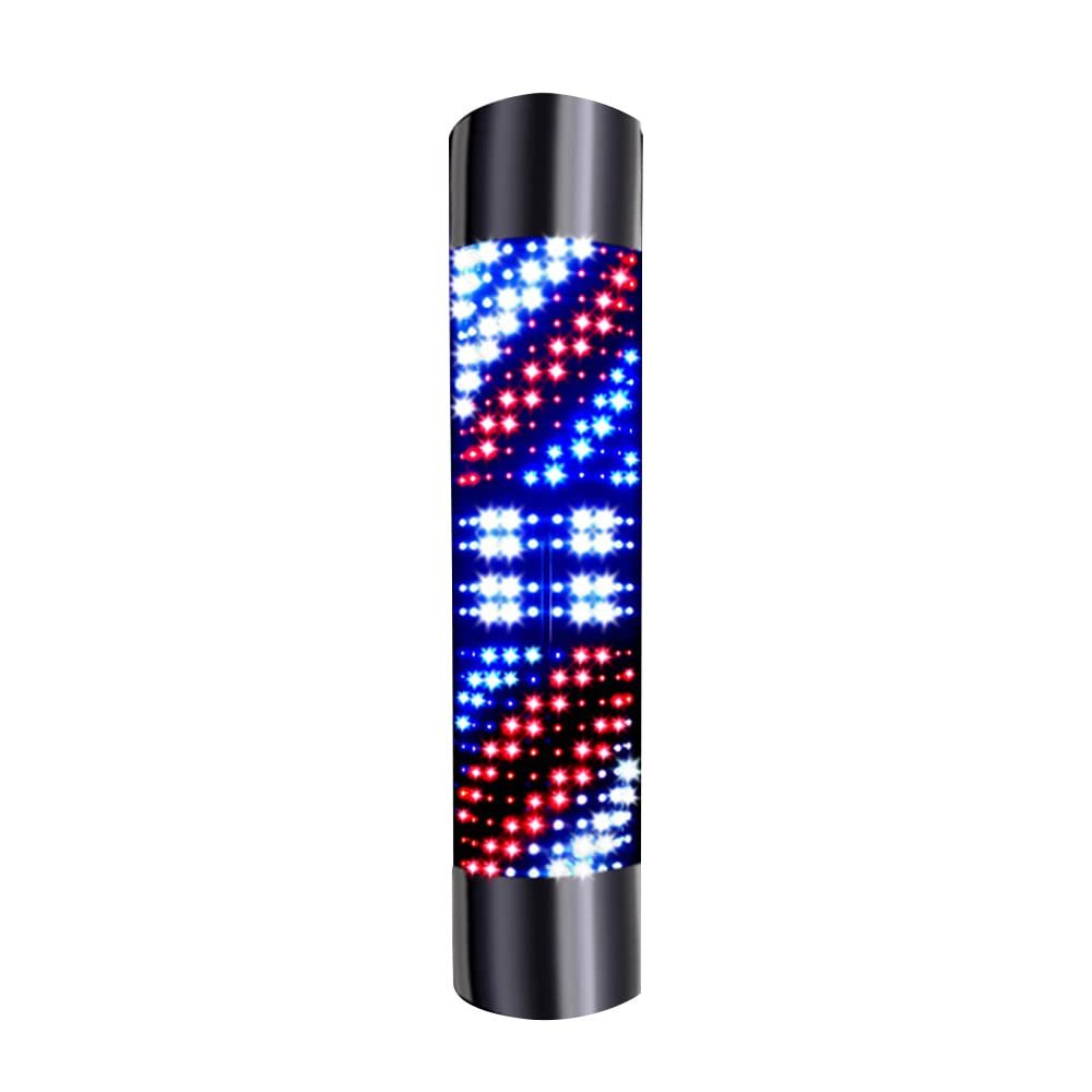 Eapmic LED Barber Pole Light, White Red Blue Rotating Strips Waterproof Hair Salon Barber Shop Open Sign Light Lamp(No Remote)