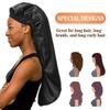 Long Satin Bonnet Sleep Cap Extra Large Silk Sleeping Cap with Wide Elastic Band Loose Night Hat for Women Braids,Curly Hair,Natural Hair,Very Soft & Comfortable (Black) view 2