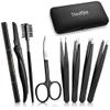 Exquisite 8-in-1 Eyebrow Kit for Women & Men  Luxury Eyebrow Grooming Kit with 4 Precision Tweezers For Eyebrows, Eyebrow Razor, Eyebrow Scissors, Eyebrow Brush/Comb & Pencil with Padded Case view 1