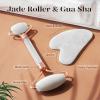 BAIMEI IcyMe Jade Roller & Gua Sha Set Face Roller and Gua Sha Facial Tools for Skin Care Routine and Puffiness, Self Care Gift for Men Women - White view 3