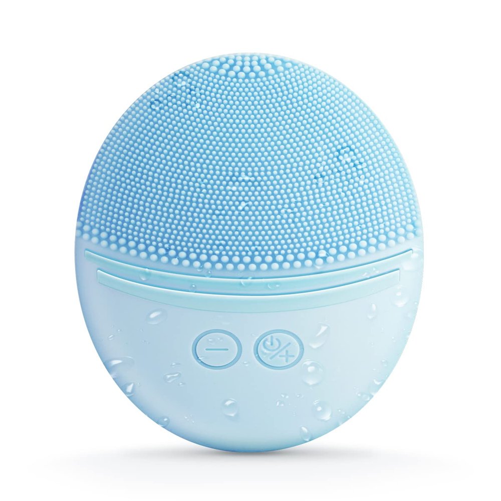 EZBASICS Facial Cleansing Brush, Waterproof Sonic Vibrating Face Brush for Deep Cleansing, Gentle Exfoliating and Massaging, Inductive charging (Blue)