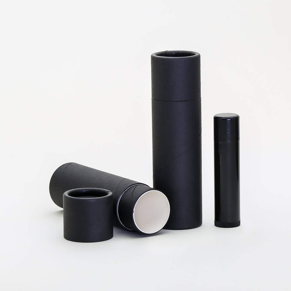 1.5 OZ Black Kraft Paperboard Lip Balm/Salve/Cosmetic/Lotion Tubes (25)