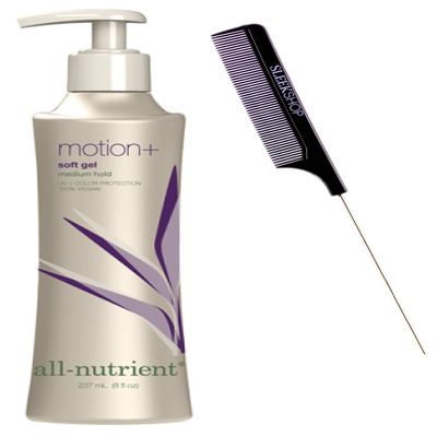 All Nutrient Motion + Soft Gel, Medium Hold with Added Hair Sheen (w/Sleek Comb) UV+ Color Protection, 100% Vegan (8 OZ / 237 ML)