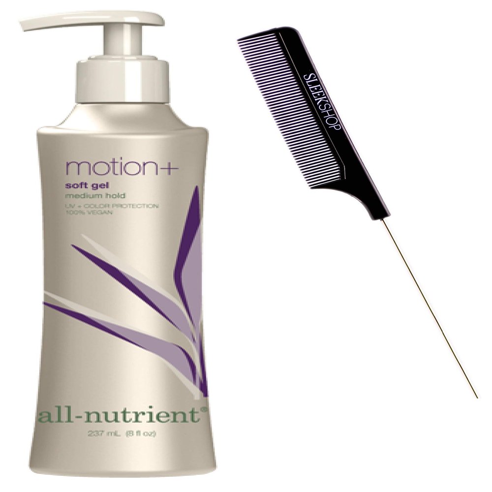 All Nutrient Motion + Soft Gel, Medium Hold with Added Hair Sheen (w/Sleek Comb) UV+ Color Protection, 100% Vegan (8 OZ / 237 ML)